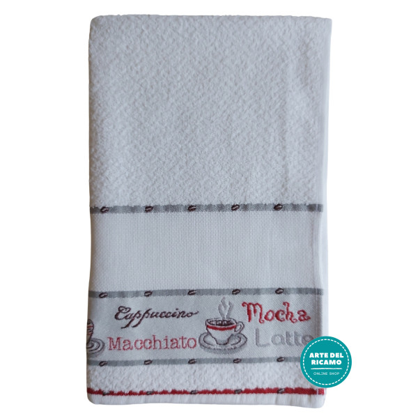 Kitchen Terry Towel with Aida Band - Coffee